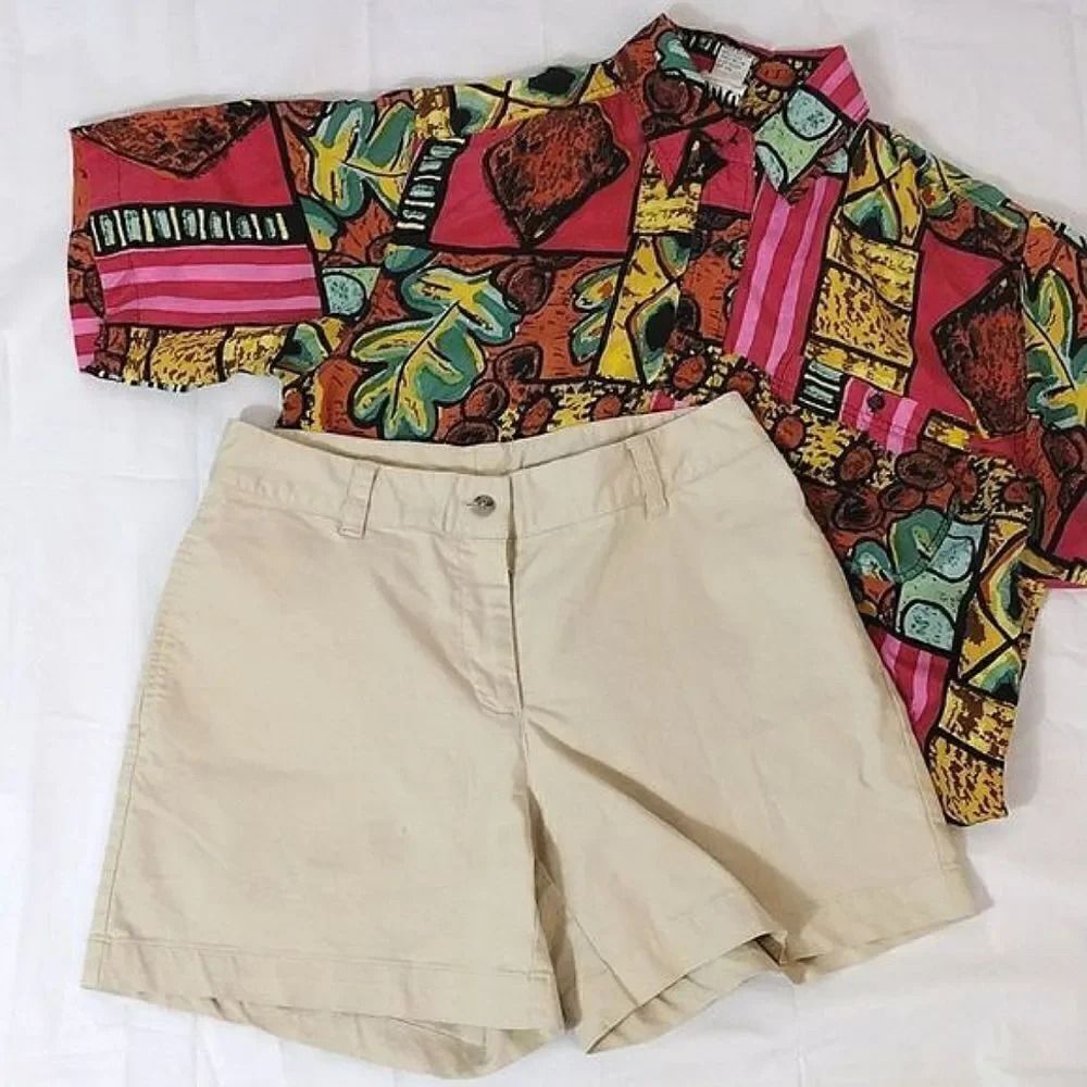 Y2K ADIDAS Light Khaki Chino Athletic Midrise Athletic Shorts Size 10 / Medium